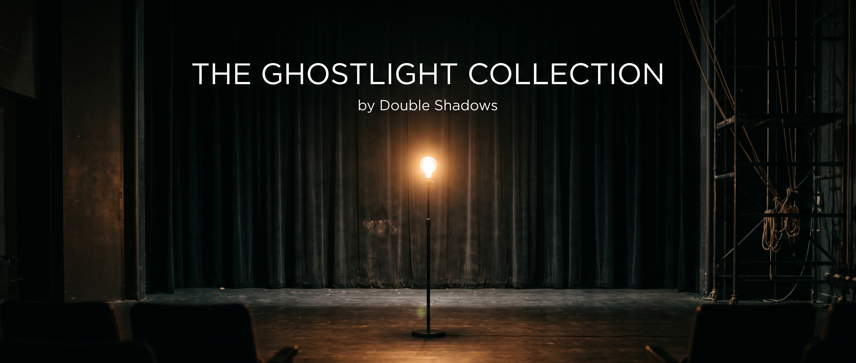 Dark theater setting with a spotlight and 'The Ghostlight Collection' text.